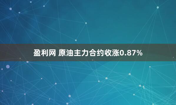 盈利网 原油主力合约收涨0.87%
