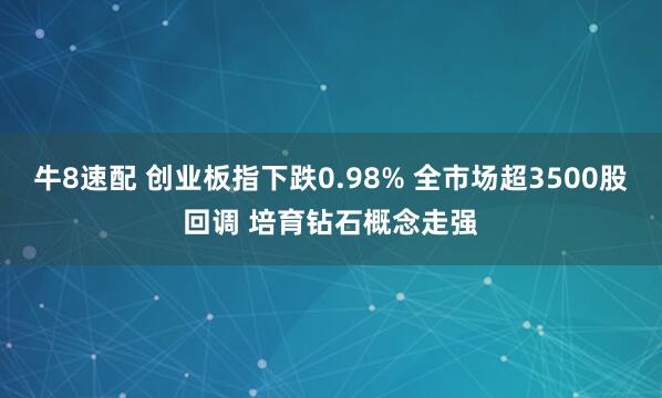 牛8速配 创业板指下跌0.98% 全市场超3500股回调 培育钻石概念走强